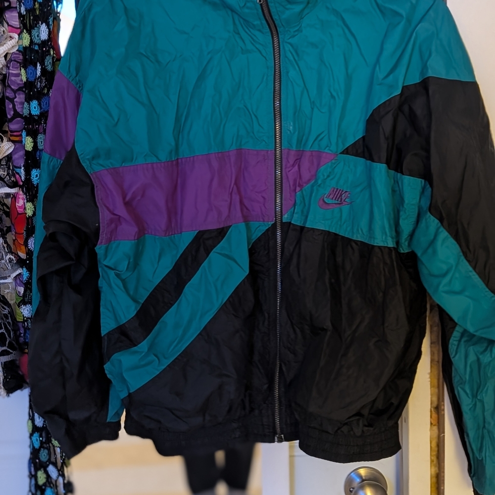 Vintage Nike Vibrant Teal and Black Varsity Jacket